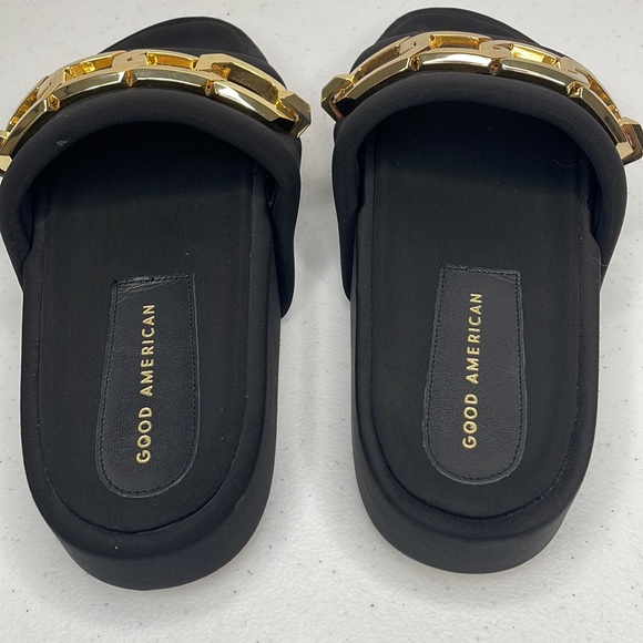 Good American Black Gold Chain Slip On Shoes NWOT Size 7 - Picture 6 of 9